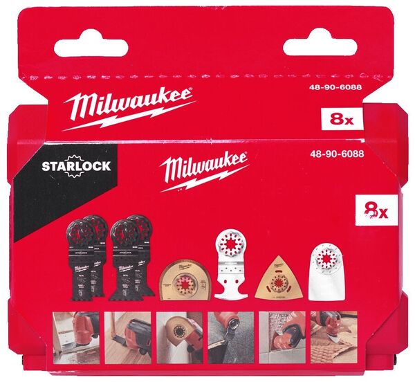 Kunnostusteräsarja monitoimityökaluun, 8-osaa, Milwaukee, Starlock kiinnitys