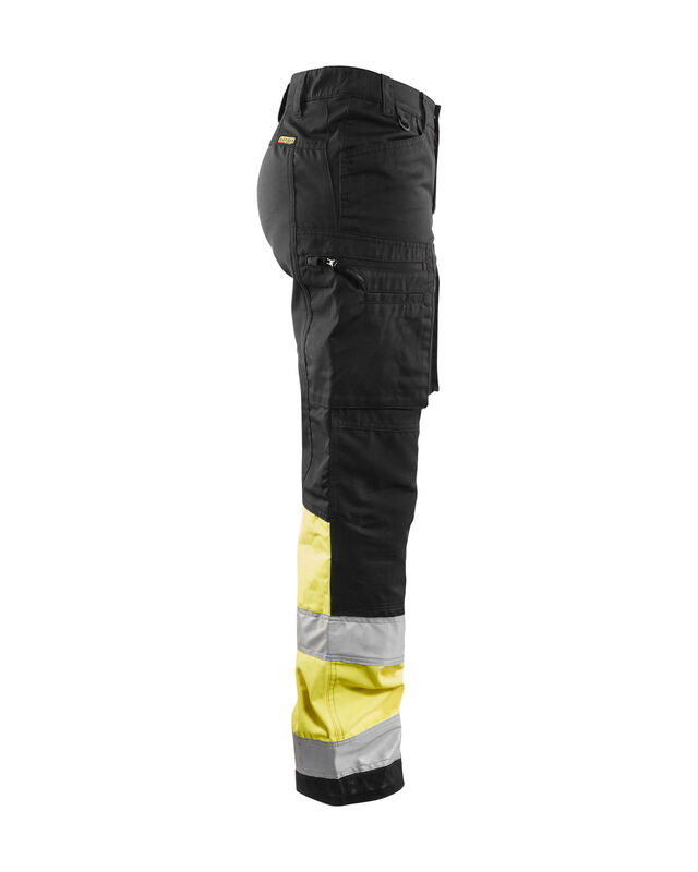 Bl&aring;kl&auml;der 7161 Naisten highvis housut stretch, musta/huomiokeltainen